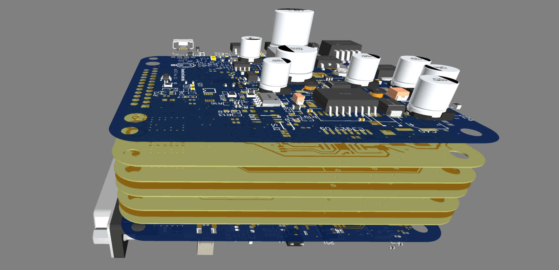 Exploded assembly view of a custom control unit